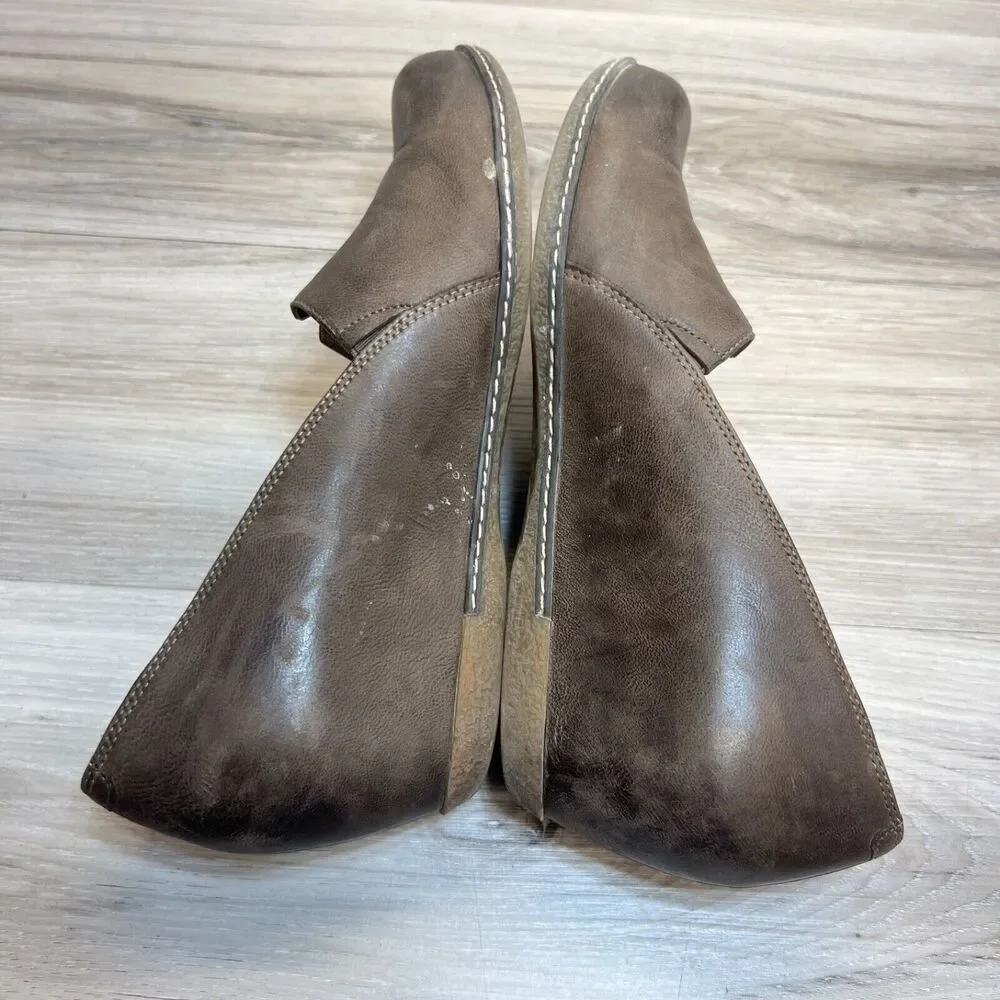 DANSKO LILIANA Burnished Teak Leather Wedge Shoe Pump Slip On 39 women‎ 8.5 - 9